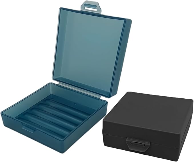 Soap Holder 2 Pack, Shower Bar Case Box Fit Dr Squatch, Waterproof Travel Container with Lid, Square Bathroom Soap Dish for Camping Gym Outdoor Traveling (Black/Blue)
