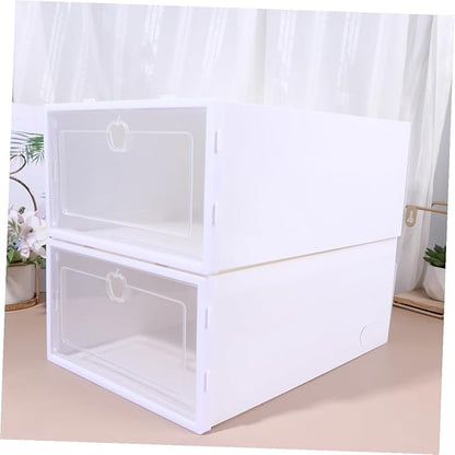 6pcs Shoe Storage Boxes Drawers Thickened Plastic Shoe Organizer Bins for Sneakers High Heels and Boots for Entryway and Closet Organization Style