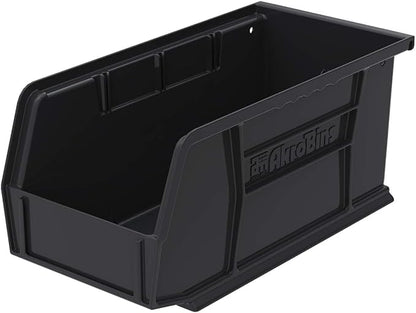 Akro-Mils 30230 AkroBins Plastic Storage Bins, Space-Saving Stackable Bins for Garage, Pantry, Craft Organization, 11" x 5" x 5", Black, 12-Pack