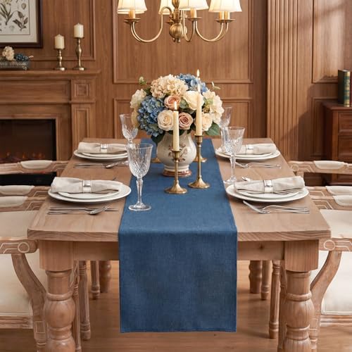 Artoid Mode Navy Blue Table Runner, Seasonal Summer Fall Washable Kitchen Dining Table Decoration for Home Party Decor 13x90 Inch - Image 2