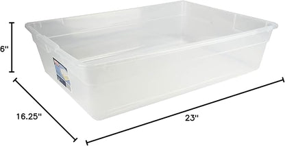 Sterilite 28 Qt Underbed Storage Box, Stackable Bin with Lid, Plastic Container to Organize, Bedroom, Clear Base and White Lid, 1-Pack