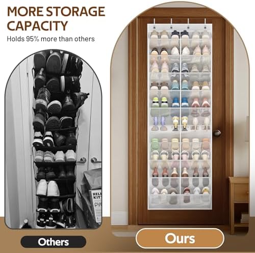 MISSLO Clear Over the Door Shoe Organizer Bundle 30 Pairs Over the Door Shoe Organizer