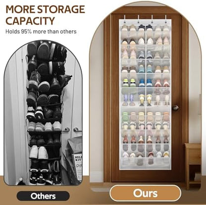 MISSLO Clear Over the Door Shoe Organizer Bundle 30 Pairs Over the Door Shoe Organizer