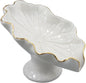 Soap Dish Ceramic White Lotus Leaf Shape Soap Holder Self Draining Soap Dish Waterfall Slot Sponge Holder Bathroom Accessories for Bathroom, Kitchen,Bar Counter.