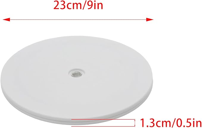 1 Pcs White 9 inch Acrylic Lazy Susan Rotating Turntable Organizer Bearings - Round Swivel Plate for Spice Rack, Table, Cake, Kitchen Pantry