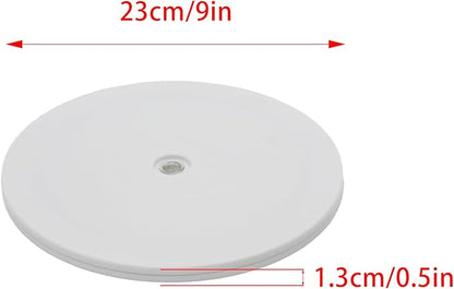 1 Pcs White 9 inch Acrylic Lazy Susan Rotating Turntable Organizer Bearings - Round Swivel Plate for Spice Rack, Table, Cake, Kitchen Pantry