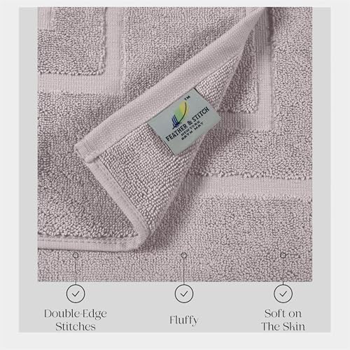 Feather & Stitch 100% Cotton Bath Mats 2 Piece 30x21 Inches, Taupe - Image 5