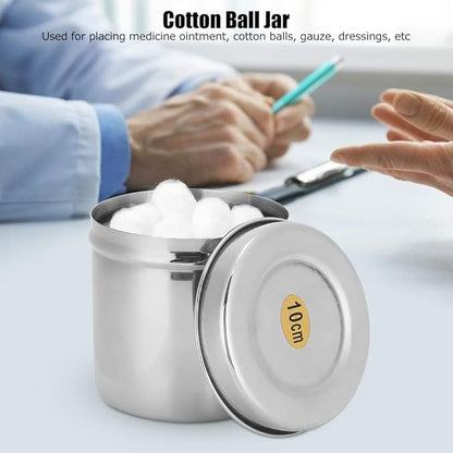 Atyhao Stainless Steel Cotton Ball Canister Jar Organizer with Lid for Bathroom Vanity Storage, Professional Use