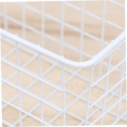 IMIKEYA White Hanging Rack Over Cabinet Door Basket Organizer for Kitchen Bathroom Office Rust Resistant Ventilated Storage Shelf Maximizing Space Without Hardware Installation
