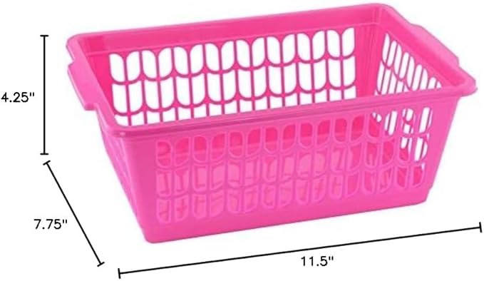 YBM HOME Plastic Perforated Storage Basket Bin Office Drawer, Shelf Desktop Countertop Tray Organizer 32-1188 (1, Pink)