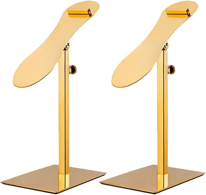 Shoe Display Stand Golden, Risers Stand Countertop Adjustable Shoe Rack Retail Supplies Stainless Steel Shoe Display, 2 Sets of Shoe Rack