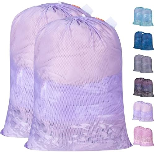 Polecasa 2 Pack Heavy Duty Diamond Mesh Laundry Bag, 24x36", Purple by Polecasa
