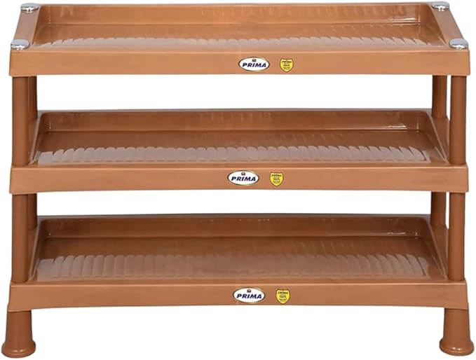 Prima Plastic Shoe Rack-3 | Storage Organizer | Shelves for Home | Living Room | Bedroom (3 Shelves)