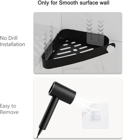 Sotfamily Plastic Shower Caddy Corner (for 90° Only), 4 Pack Adhesive Corner Shower Shelves for Smooth Wall Bathroom Organizers and Storage, Black