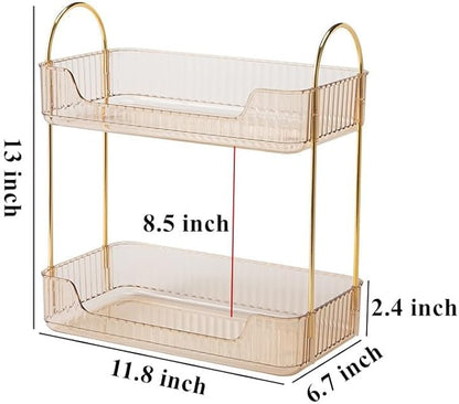Amber 2-Tier Vanity Shelf for Bathroom Counter - Skincare & Makeup Organizer