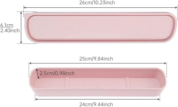 1pcs Portable Flatware Box Travel Tableware Storage Case Box, Utensil Case Flatware Storage Box for Cutlery Kit, 9.84 x 2.40 inch (Pink)