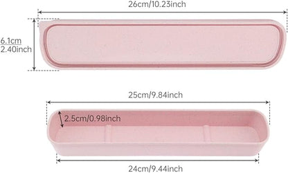 1pcs Portable Flatware Box Travel Tableware Storage Case Box, Utensil Case Flatware Storage Box for Cutlery Kit, 9.84 x 2.40 inch (Pink)
