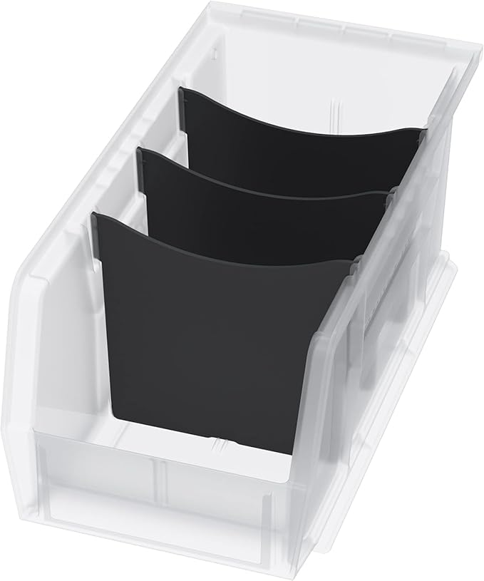 Akro-Mils 30230 AkroBins Plastic Storage Bins, Space-Saving Stackable Bins for Garage, Pantry, Craft Organization, 11" x 5" x 5", Clear, 12-Pack