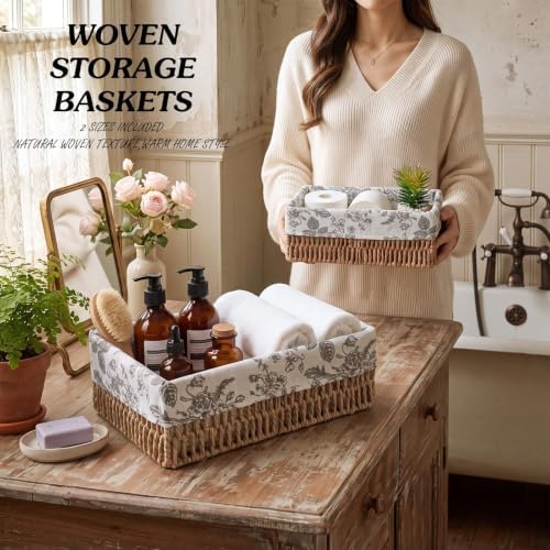 SiliFine 2 Pcs Toilet Paper Storage Basket,Floral,Black - Image 5