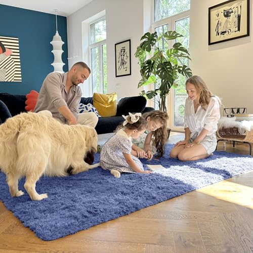 OLANLY 2x8 Machine Washable Runner Rugs for Hallway, Soft Fluffy Shaggy Bedside Rugs for Bedroom, Living Room, Indoor Floor Carpet for Kids Girls and Boys, Home Decor Aesthetic, Denim Blue - Image 7