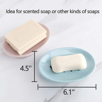 WYOK 2-Pack Soap Dish with Drain Plastic Sponge Holder Easy Cleaning Soap Saver Tray Caddy Keep Dry Stop Mushy for Shower Bathroom Kitchen(Green)