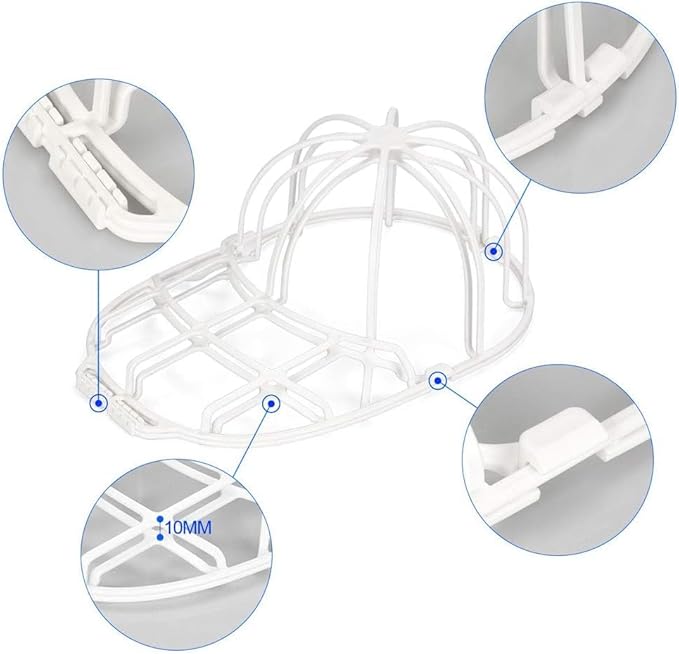 Hat Washer Cage for Washing Machine – Baseball Cap Cleaner Rack for Washer & Dishwasher, Structured Cap Shaper & Protector for Hats – 4 Packs (No Assembly)