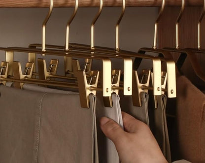 Premium Matte Gold Aluminum Pants Clip Hanger 10 Pack, Extra Smooth & Durable Metal Shirt Dress Aluminum Alloy Hanger,Clothing Support,Clothing Hang