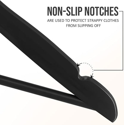 Utopia Home Premium Wooden Hangers 20 Pack - Durable & Slim Coat Hanger - Suit Hanger with 360-Degree Rotatable Hook - Wood Hangers with Shoulder Grooves (Black Color)