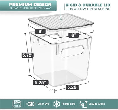 Sorbus 8-Pack Small Clear Plastic Storage Bins – Organizers for Kitchen, Pantry, Fridge, Cabinet & Refrigerator