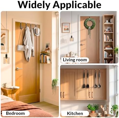 4 Pack Door Hooks for Hanging Clothes & Towels, Heavy Duty Over The Door Organizer Rack for Purses, Hats, Fits Most Standard Interior Doors (Up to 1.4") - Image 3