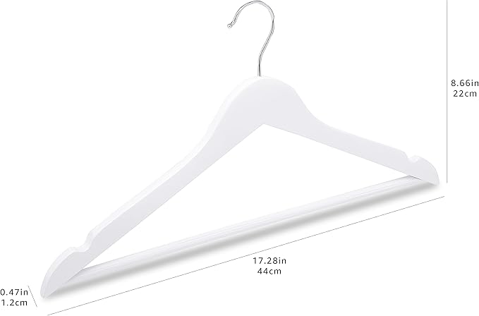Amazon Basics Durable Wooden Clothes Hangers,White,(Pack of 80)