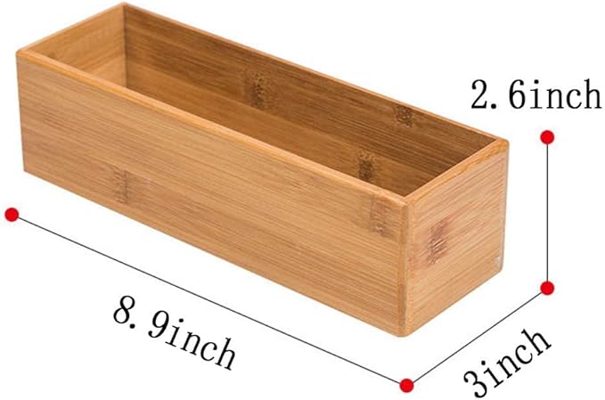 PRATIQUE Bamboo Drawer Organizer - Kitchen Utensil Organizer Silverware Tray Cutlery Holder，Office Desk Supplies and Accessories (8.9x3x2.6 inch)