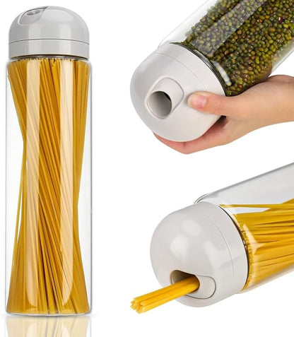 Glass Spaghetti Pasta Storage Container with Lids, Glass Food Storage Jar for Spaghetti, Clear Airtight Food Storage Kitchen Canister for Pasta, Noodles, Nuts, Flour, Cereal