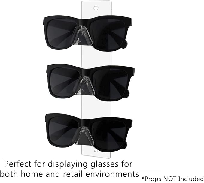 Marketing Holders Eyeglasses Holder Clear Acrylic Sunglasses Wall Mount Glasses Organizing Rack with Hanging Hardware 3 Tier Display Multi Pair Eyewear Reading Bifocals Frames Shades