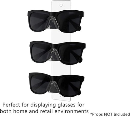 Marketing Holders Eyeglasses Holder Clear Acrylic Sunglasses Wall Mount Glasses Organizing Rack with Hanging Hardware 3 Tier Display Multi Pair Eyewear Reading Bifocals Frames Shades