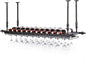 2-in-1 Industrial Wine Rack, 47.3" Adjustable Metal Pipe Wine Bottle Storage Rack with Glass Holders & Shelf, Space-Saving Vertical Installation for Kitchen Bar, Black