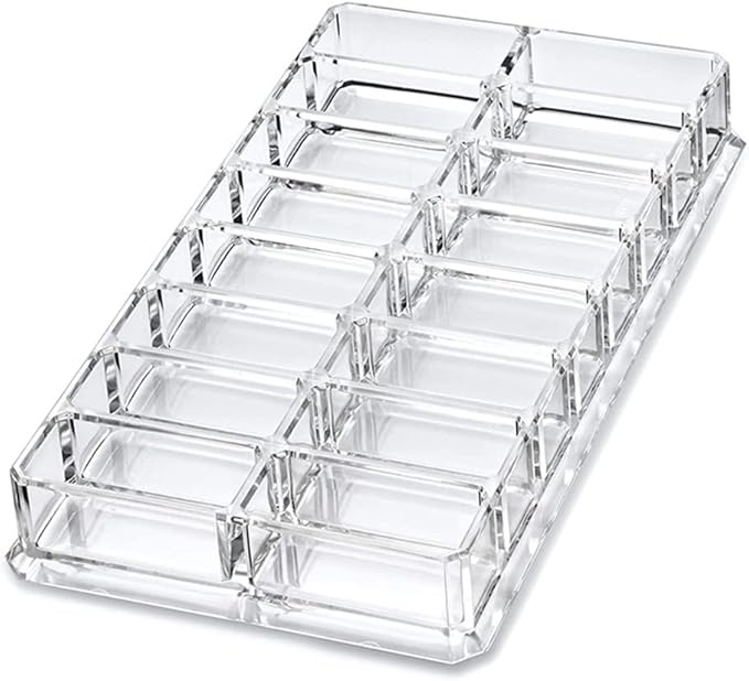 Eforcase Clear Acrylic Makeup Compact Organizer, 16 Grids Makeup Storage Organizers, Eyeshadow Pallet Storage for Lipstick Cosmetic Display Case Lipstick Organizer for Vanity