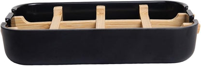Bamboo Fiber Soap Holder and Soap Dish Combination for Bathroom Bar Soap Holder Sink Deck Bathtub Shower Tray (Black)