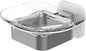 Shower Soap Holder, Wall Mounted Soap Dish, Soap Saver, Soap Tray, Bar Soap Holder for Shower Bathroom & Kitchen Accessories (White + Chrome, 4.49 x 4.33 in)