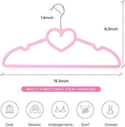 Plastic Hangers 50 Pack, Cute Clothes Hanger Ultra Thin Space Saving - Pink Clothes Hangers with 360 Degree Swivel Hook & Travel Clothesline - Sturdy Adult Coat Hangers for Dress, Shirts, Coats
