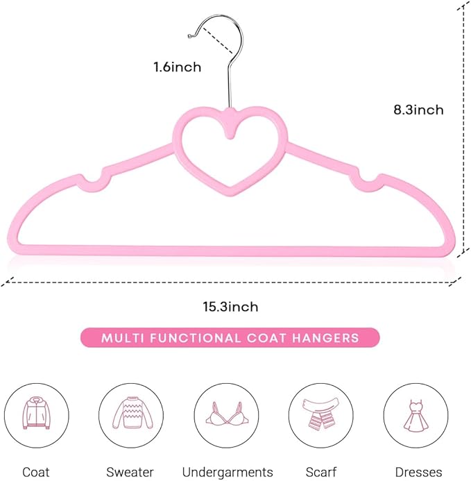 Plastic Hangers 20 Pack-Rainbow Clothes Hangers Ultra Thin Space Saving， Heart Hangers with 360 Degree Swivel Hook - Strong and Durable Adult Coat Hangers for Dress, Shirts, Coats