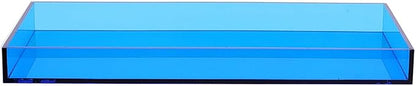 ROYALITA Acrylic Tray Bathroom Tray for Countertop, Guest Towel Holder Tray for Napkin Perfume Jewelry Makeup, Vanity Trays for Soap Dispenser, Aromatherapy, Cup & Candle, Blue