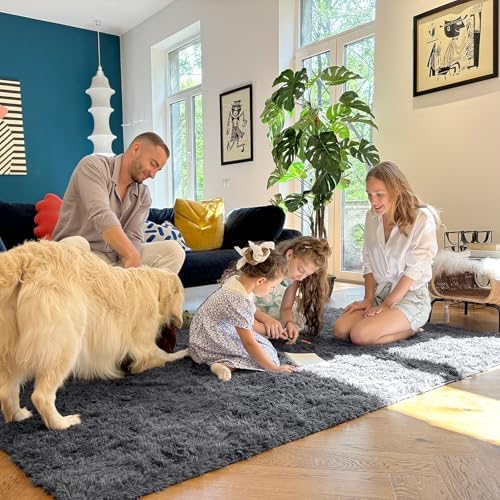 OLANLY 2x5 Machine Washable Runner Rugs for Hallway, Soft Fluffy Shaggy Bedside Rugs for Bedroom, Living Room, Indoor Floor Carpet for Kids Girls and Boys, Nursery Rooms, Home Decor Aesthetic, Grey - Image 6