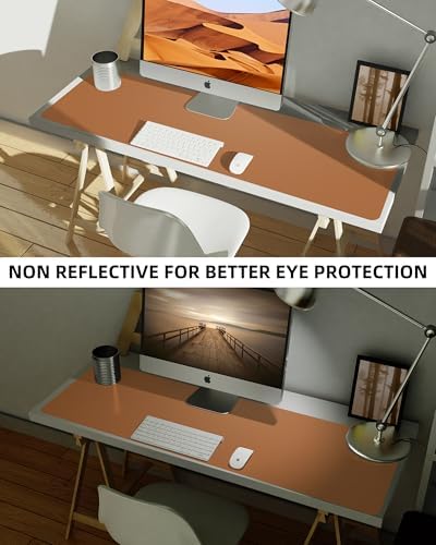 AFIING Leather Desk Pad Protector,Mouse Pad,Office Desk Mat, Non-Slip PU Leather Desk Blotter,Large desk mat,Waterproof Keyboard mat for Office/Home/Decor (Light Brown,48"" x 17"") - Image 6
