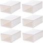 6pcs Large Plastic Drawer-type Shoe Storage Boxes with Flip Lid, Stackable Shoes Organizer for Closet and Entryway Storage