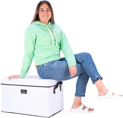 SCOUT Rump Roost LG - Large Lidded Storage Bin with Handles, Collapsible, Stackable, Doubles as Seat or Table, Holds 90 Lbs