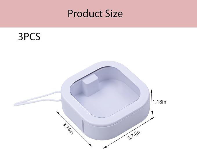 3 Pcs 3.74 * 3.74 * 1.18 in White Portable Hair Tie Organizer, Travel Hair Accessories Organizer Storage Boxes Portable Holder, Bathroom Cotton Swab Dispenser for Women/Mom