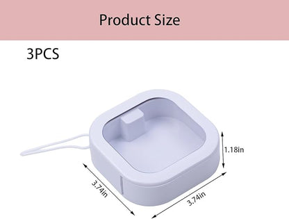 3 Pcs 3.74 * 3.74 * 1.18 in White Portable Hair Tie Organizer, Travel Hair Accessories Organizer Storage Boxes Portable Holder, Bathroom Cotton Swab Dispenser for Women/Mom
