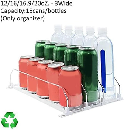 Soda Dispenser White Automatic Pusher Glide for Fridge for Fridge-Holds Up to 15 Cans Shelf Automatic Beverage Propeller
