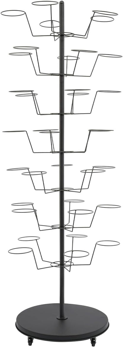 LOYALHEARTDY 7 Tier 35 Hooks Hat Rack Stand, Metal Hat Rack Hat Hangers Freestanding Hat Organizer Rack Display Stand for Wig, Cap, Baseball Hat (Black)